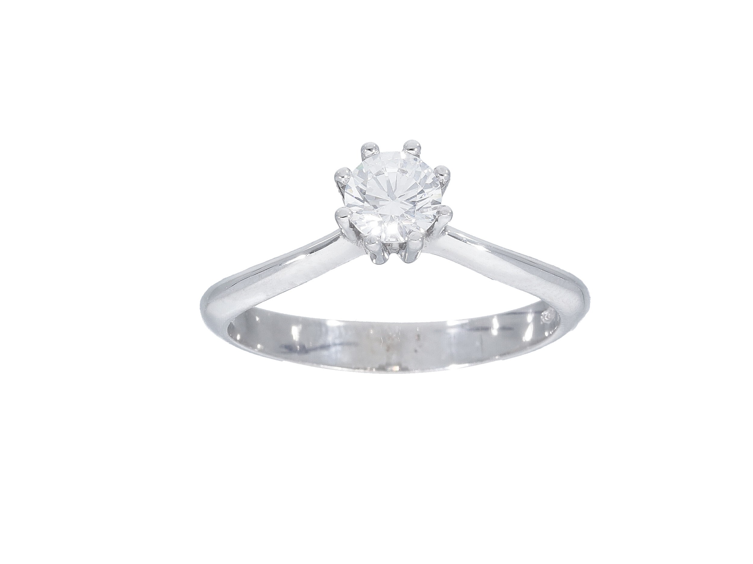 Δαχτυλίδι μονόπετρο απο λευκόχρυσο κ14 με ζιργκόν καρφωμένο σε καστόνι με 8 δόντια (code S244505)